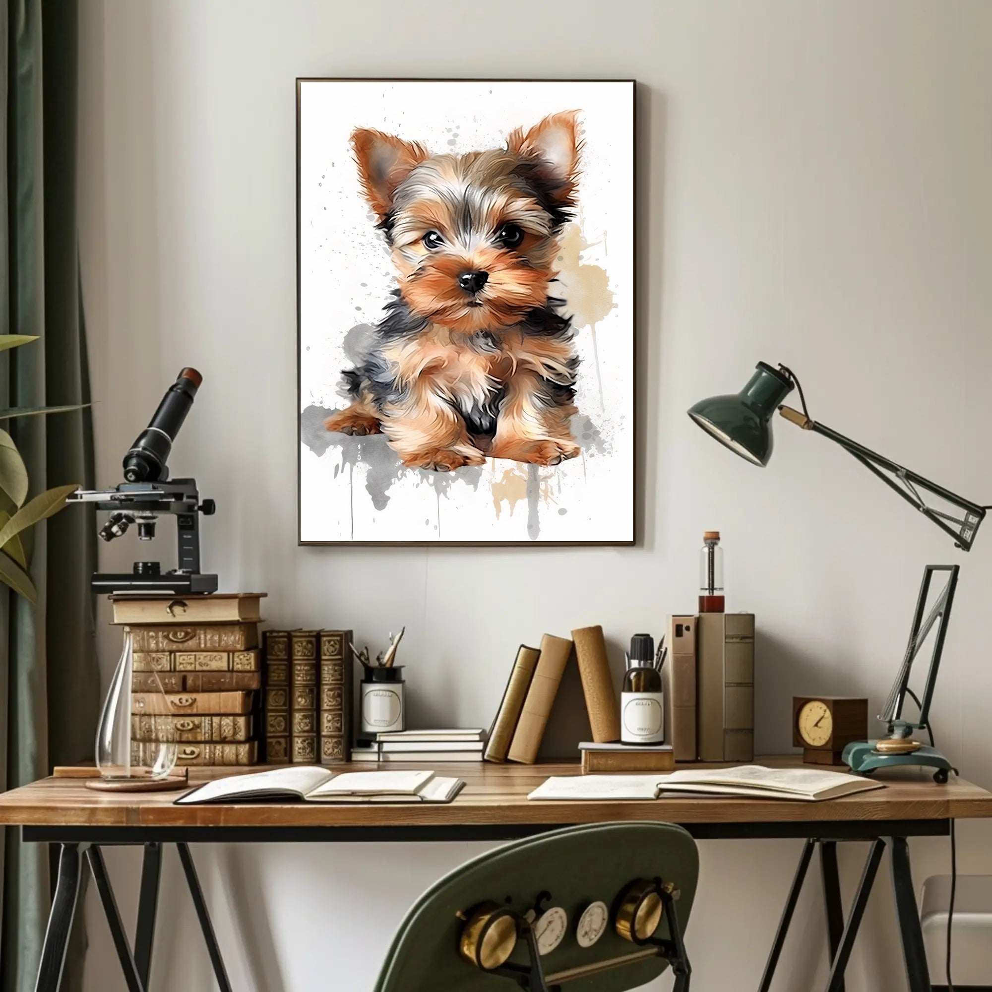Yorkie Portrait Poster Cute Watercolor Wall Art