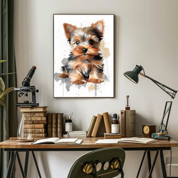 Yorkie Portrait Poster Cute Watercolor Wall Art