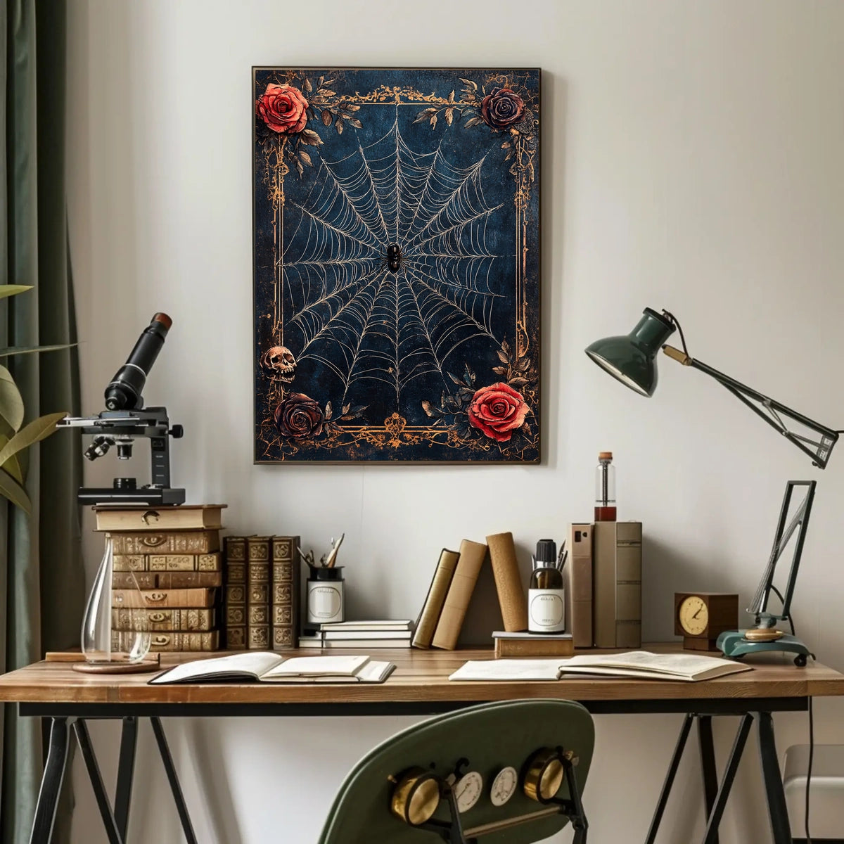 Intricate Spider Web Gothic Art Animal Poster