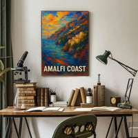 Amalfi Coast Poster Wall Art Scenic Seaside Premium Print