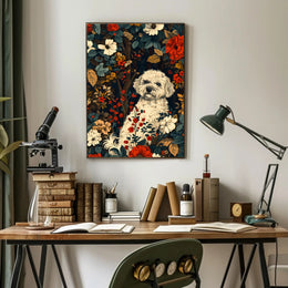 Floral Canine Portrait Wall Art Print