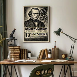 Andrew Johnson 17th President of the United States B & W Comic Sketch Poster