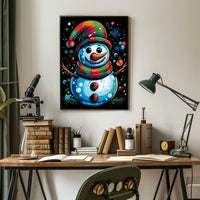 Whimsical Snowman Christmas Wonderland Artistic Poster