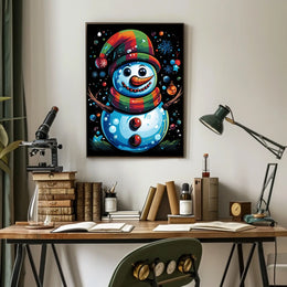 Whimsical Snowman Christmas Wonderland Artistic Poster
