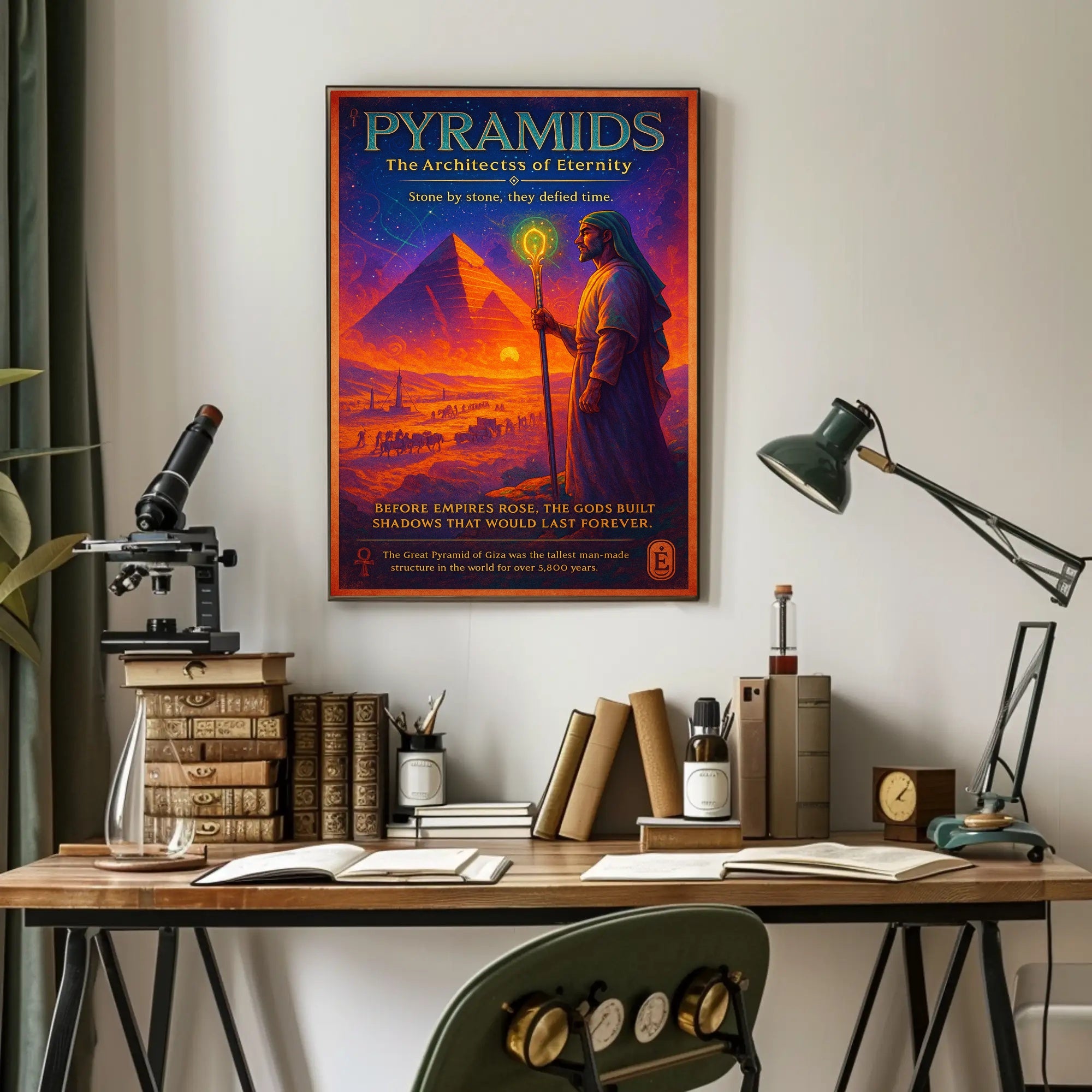 Pyramids of Giza Mystical Vintage Cultural or Heritage Poster