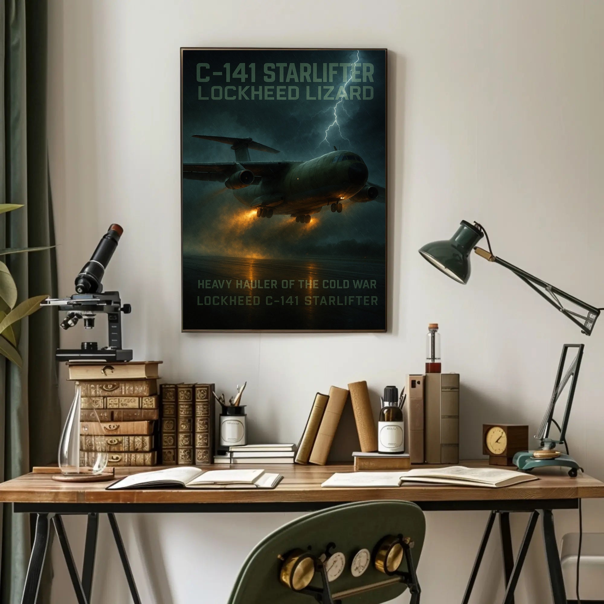 Military Aircraft Stormy Scene: C-141 Starlifter Poster