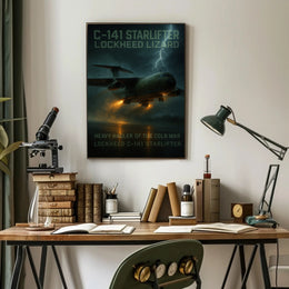 Military Aircraft Stormy Scene: C-141 Starlifter Poster