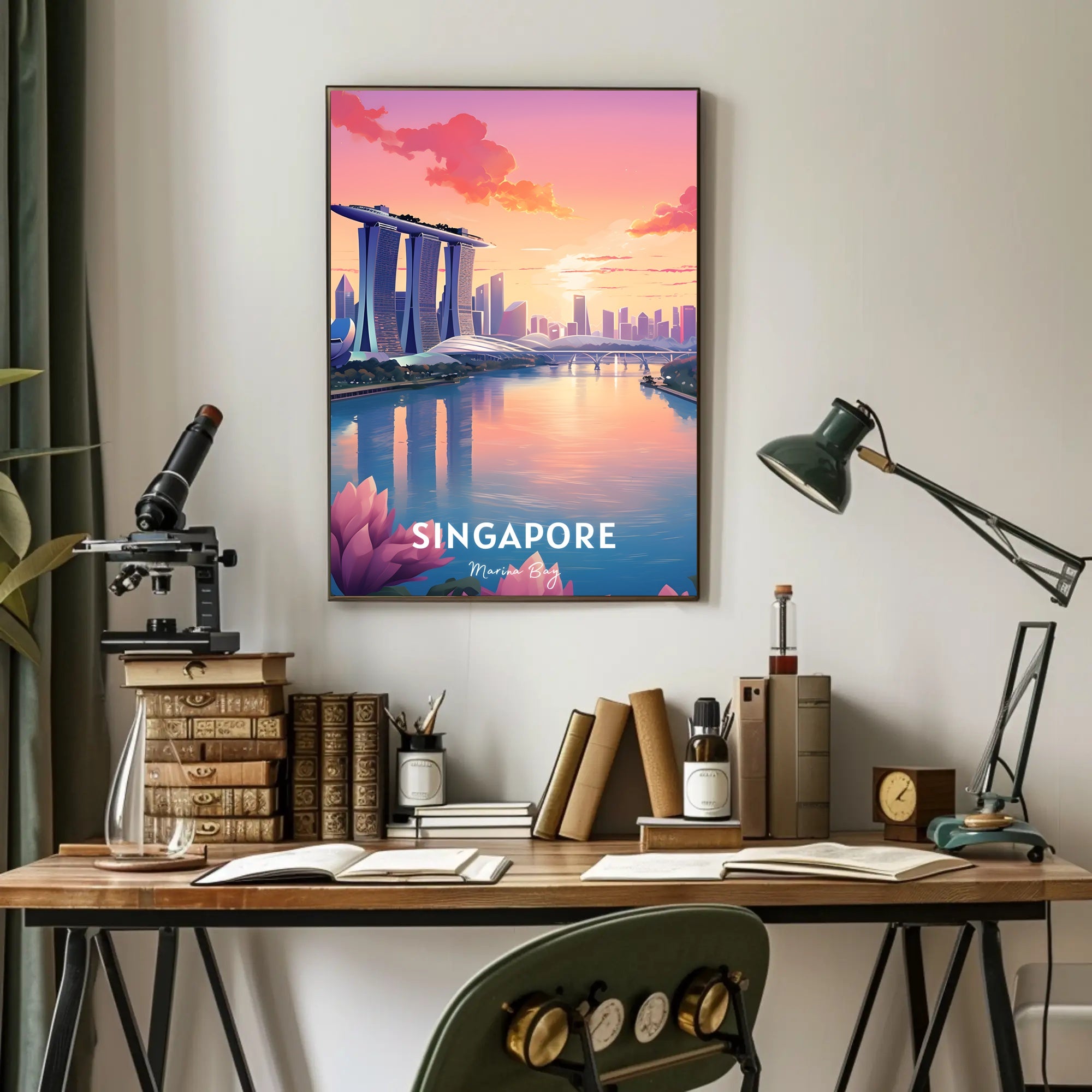 Singapore Sunrise Over Marina Bay Sands Urban or Cityscape Poster