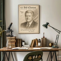 Bill Clinton 42nd President Sketch Poster Art Print PosterGoat
