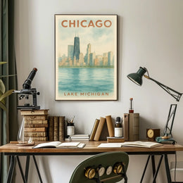 Chicago Skyline Lake Michigan Poster
