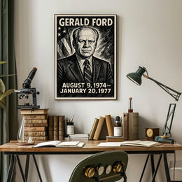 Gerald Ford 38th President of the United States B & W Comic Sketch Poster