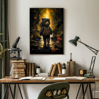 Charming Bear Cub Adventure in a Whimsical Forest Poster