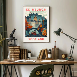 Edinburgh Cityscape Wall Art: Travel Poster