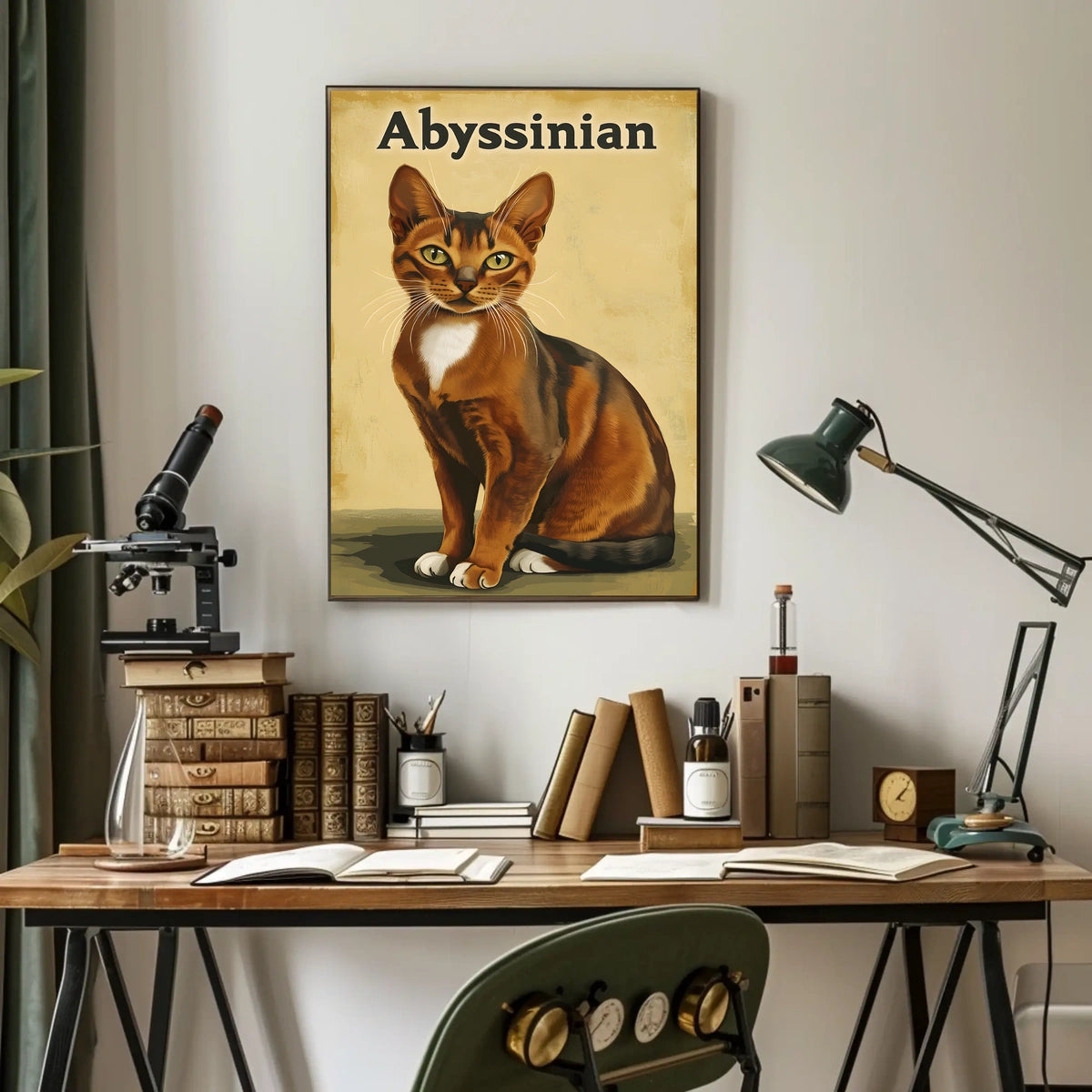 Abyssinian Cat Portrait Artwork Living Room Wall Poster