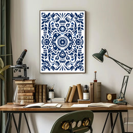 Ornate Blue Pattern Design Poster