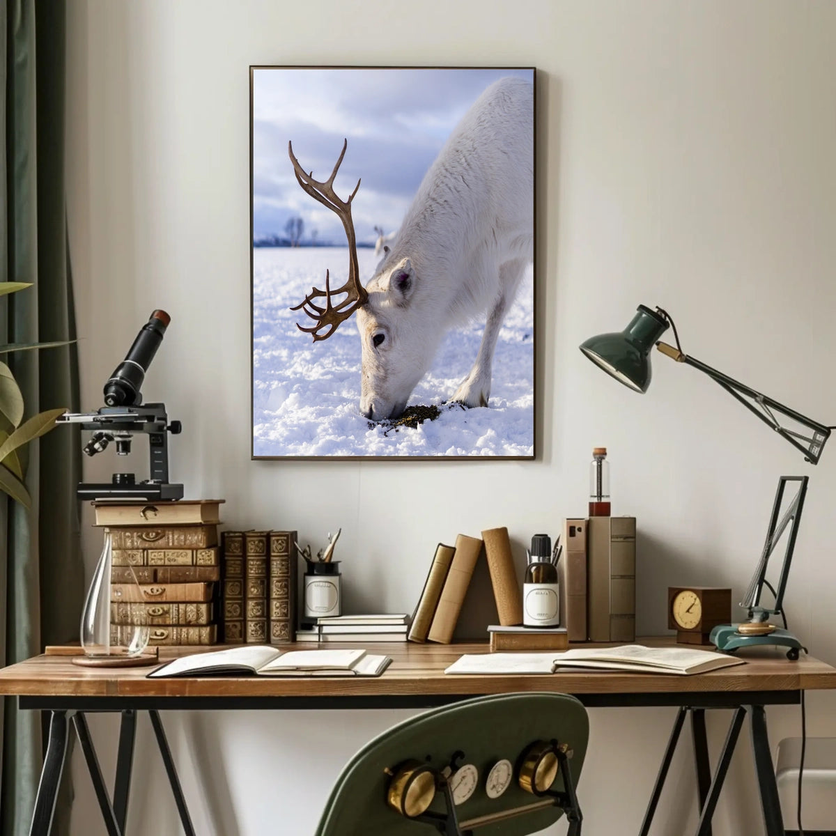 Majestic Reindeer In Snow Poster