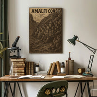 Amalfi Coast Scenic Illustration Poster Wall Art Decor
