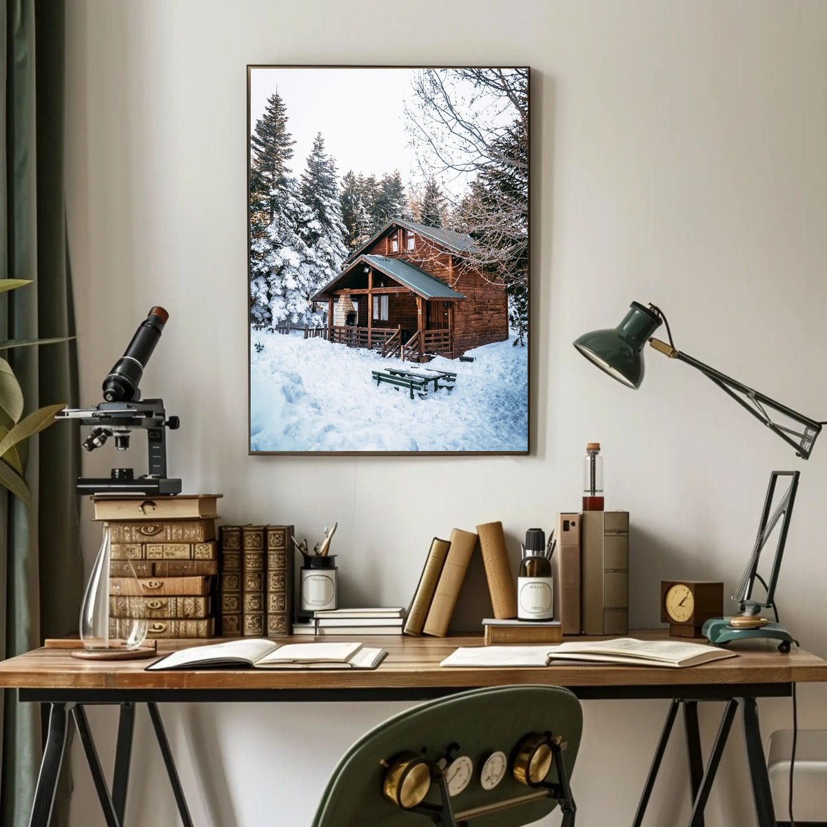Winter Cabin Retreat Poster