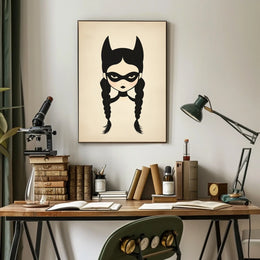Mysterious Girl Stylized Illustration Braided Hair Poster