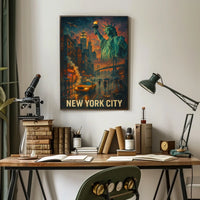 New York City Urban Nightscape Poster