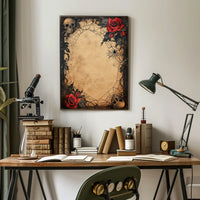 Gothic Skulls and Roses Artistic Pop Culture Poster