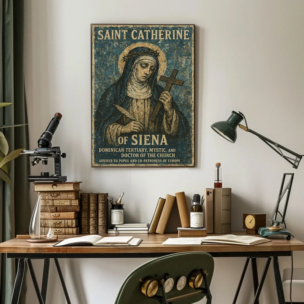 Saint Catherine of Siena Heritage Religious Art Poster