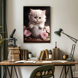 Kitten In A Cup Poster PosterGoat