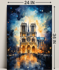 Notre-Dame De Paris A Nighttime Poster