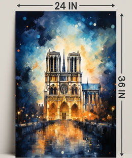 Notre-Dame De Paris A Nighttime Poster