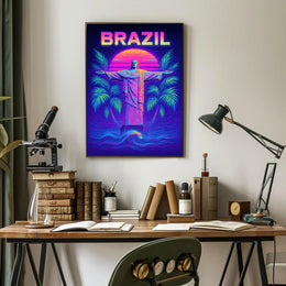 Brazil Neon Vibes Poster PosterGoat