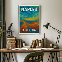 Naples Florida Coastal Poster Wall Art Cityscape Sunlit