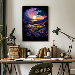 Dreamy Landscape Poster: Moonlit Path at Dusk
