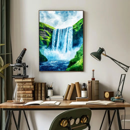 Iceland Skgafoss Waterfall Landscape Poster