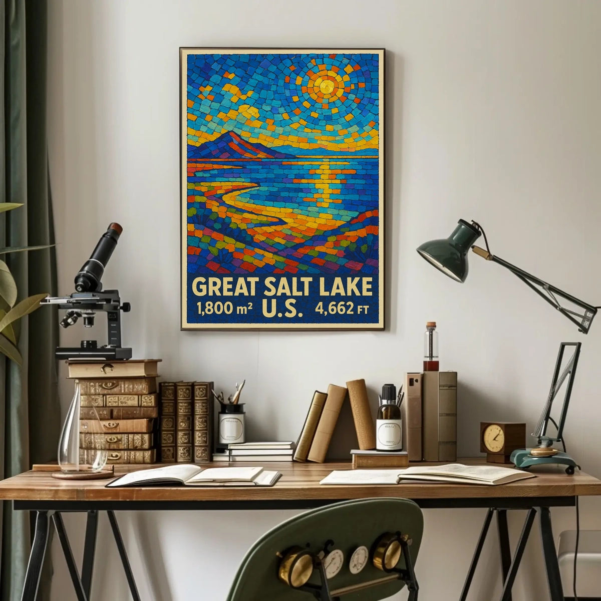 Great Salt Lake Vibrant Mosaic Landscape Poster