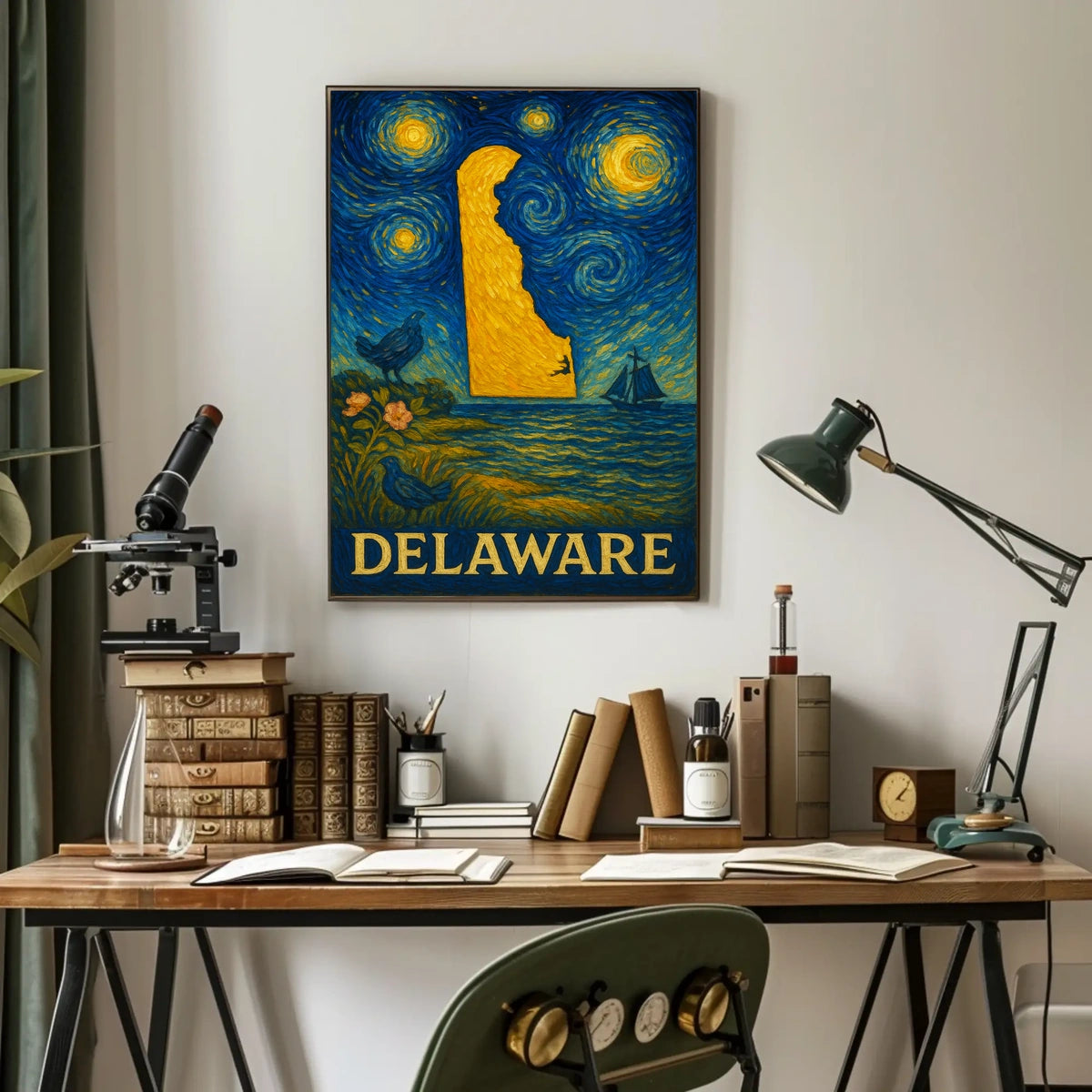 Delaware's Artistic Nightscape Travel Poster