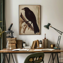 Raven on a Branch Wildlife Art Animal Poster PosterGoat