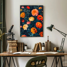 Elegant Floral Artwork on Dark Background - Artistic Poster