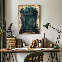Mysterious Gothic Gate Poster in Abstract Artistic Style