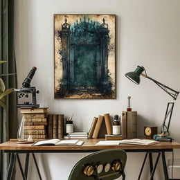 Mysterious Gothic Gate Poster in Abstract Artistic Style