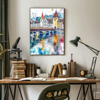Lucerne Chapel Bridge And Old Town Switzerland Poster