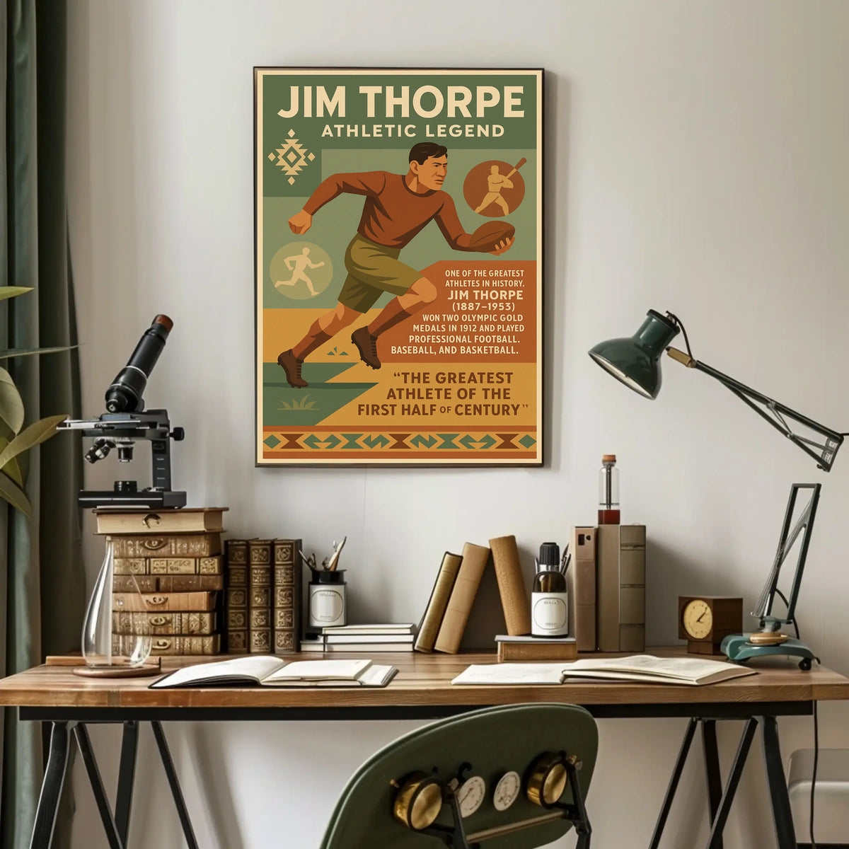 Jim Thorpe Athletic Legend Poster Wall Art Decor Travel