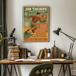 Jim Thorpe Athletic Legend Poster Wall Art Decor Travel
