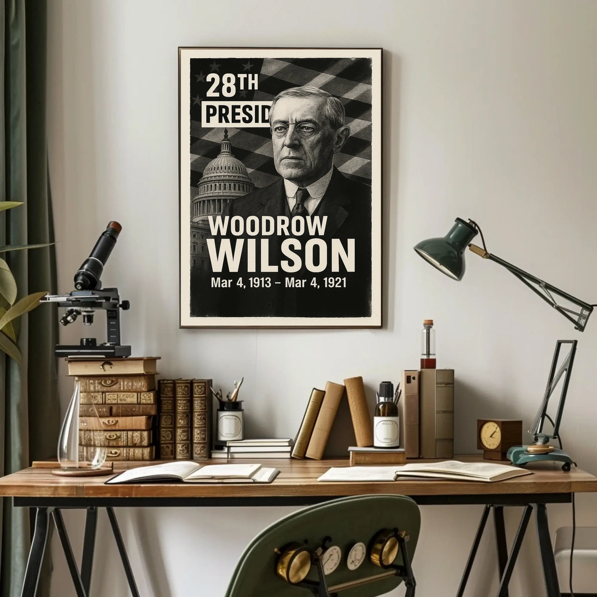Woodrow Wilson 28th President of the United States Digital Montaje Poster