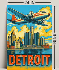 Detroit Skyline and Aviation Poster PosterGoat