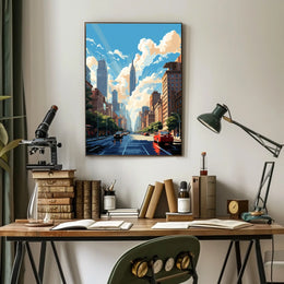 Lively Urban New York Scene Travel Poster