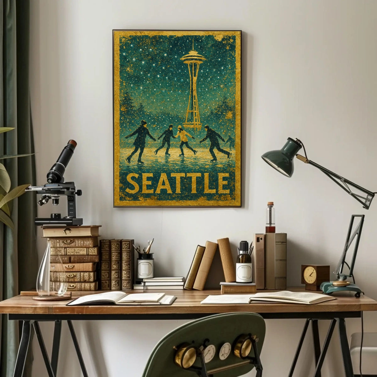 Winter Skating In Seattle Poster