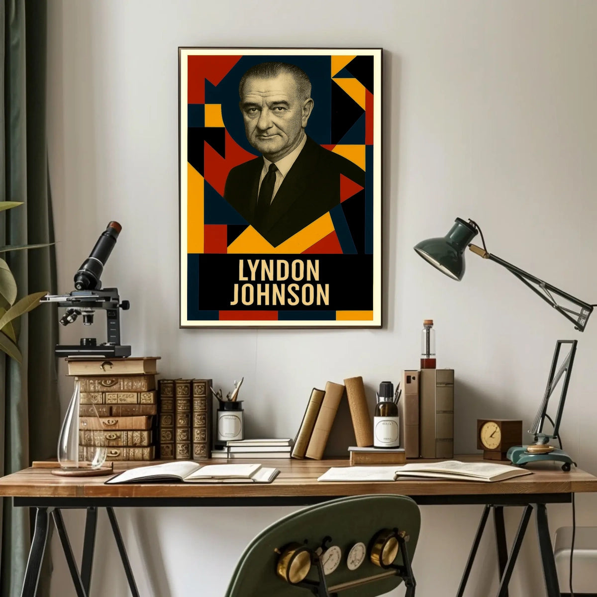 Lyndon B. Johnson 36th President of the United States Abstract Pop Poster