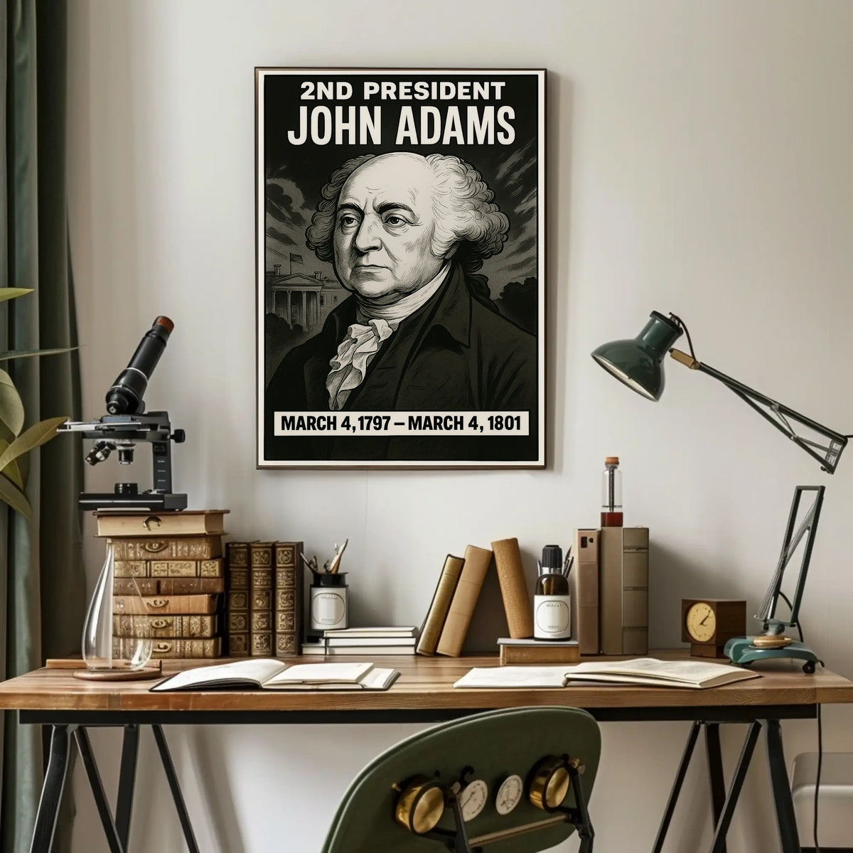 John Adams Presidential Heritage Vintage Colonial Era Scenic Wall Art Print Poster