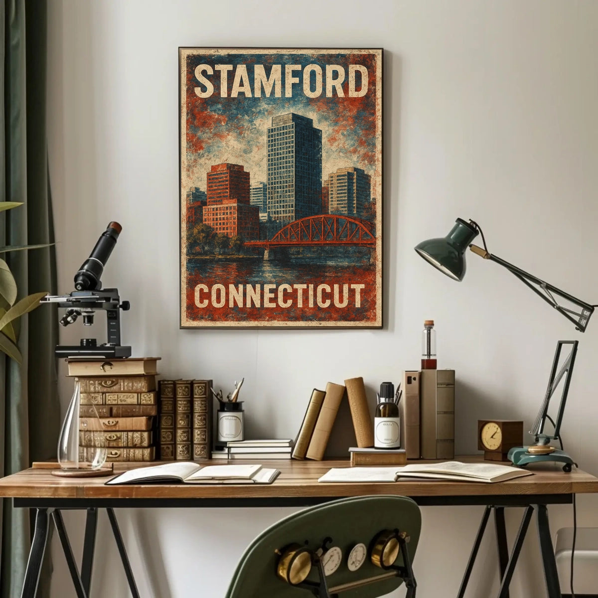 Stamford Cityscape Vintage Collectors Poster