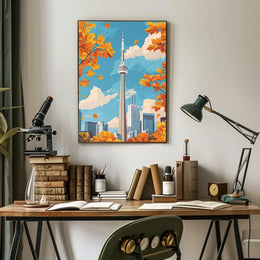Toronto CN Tower Autumn Skyline Poster Art